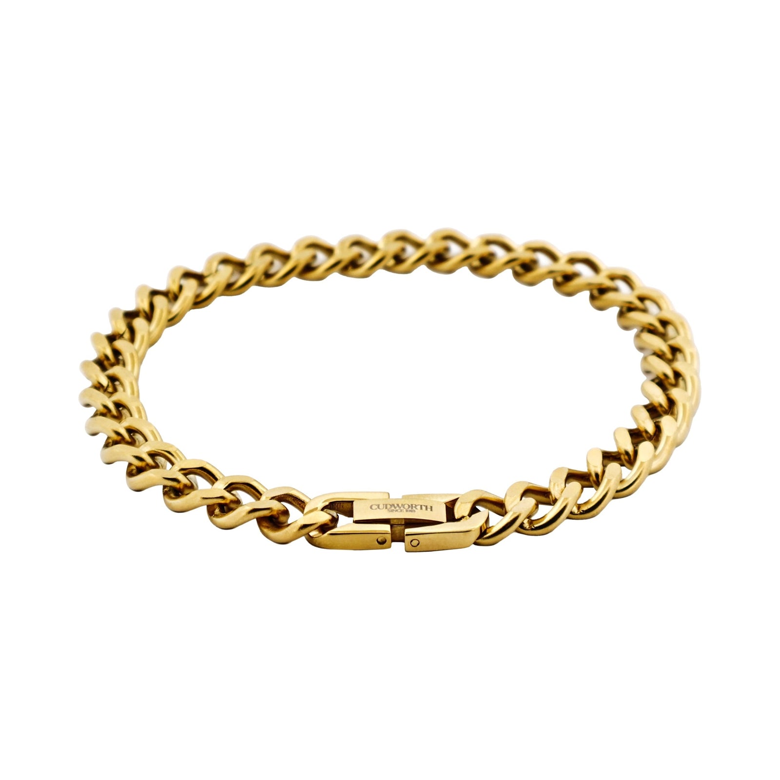 Cudworth Ion Plated Polished 14k Gold Stainless Steel Classic Curb-Link Chain Bracelet